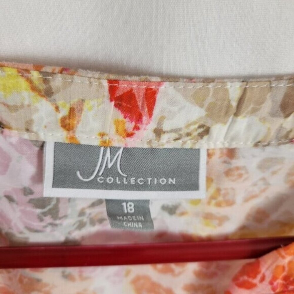 JM Collection Blouse Floral Sz 18 Breezy Flowy BOHO Feminine Vacation embellish - Picture 8 of 9